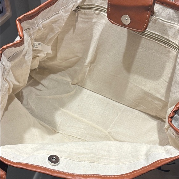 Stranded Cream and Tan Canvas Tote - Picture 5 of 16